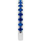 Platinum Round Lab-Grown Blue Sapphire French-Set Anniversary Band - view 4