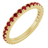 14K Gold Round Lab-Grown Ruby French-Set Anniversary Band - Yellow Gold