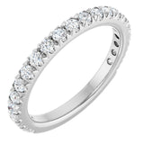 14K Gold Round Natural Diamond French-Set Anniversary Band – 2 mm Stones - White Gold