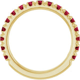 14K Gold Round Natural Ruby French-Set Anniversary Band - Yellow Gold - view 2