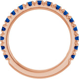 14K Gold Round Natural Blue Sapphire French-Set Anniversary Band - Rose Gold - view 2