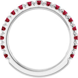 Platinum Round Lab-Grown Ruby French-Set Anniversary Band - view 2