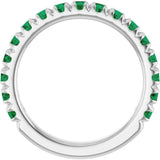 Platinum Round Natural Emerald French-Set Anniversary Band - view 2