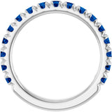 Platinum Round Natural Blue Sapphire French-Set Anniversary Band - view 2