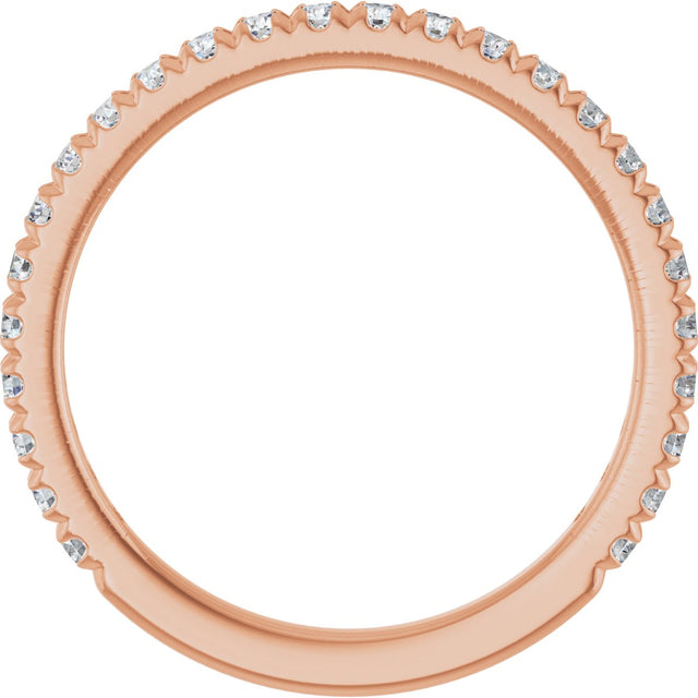14K Gold Round Lab-Grown Diamond French-Set Anniversary Band – 1/3–1 CTW - Rose Gold - view 2