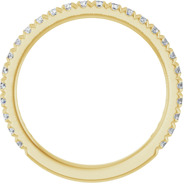 14K Gold Round Lab-Grown Diamond French-Set Anniversary Band – 1/3–1 CTW - Yellow Gold - view 2