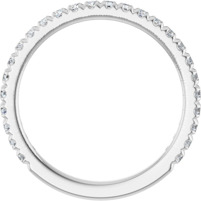14K Gold Round Lab-Grown Diamond French-Set Anniversary Band – 1/3–1 CTW - White Gold - view 2