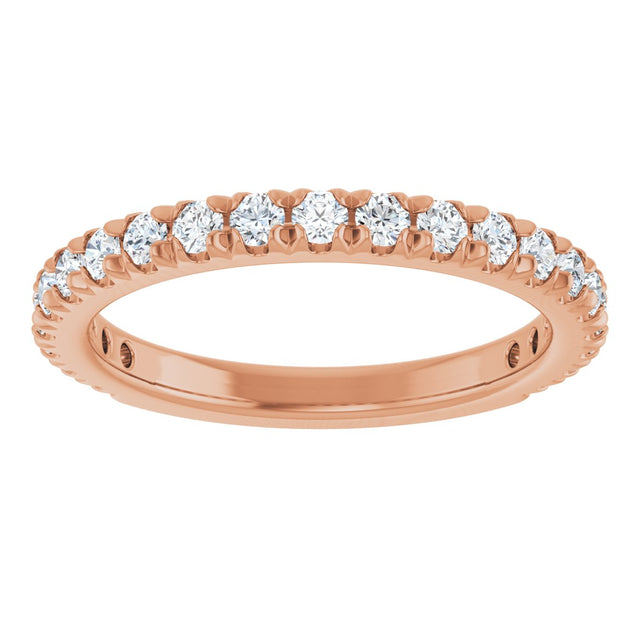 14K Gold Round Lab-Grown Diamond French-Set Anniversary Band – 1/3–1 CTW - Rose Gold - view 3