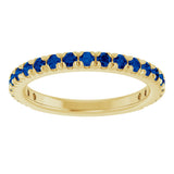 14K Gold Round Natural Blue Sapphire French-Set Anniversary Band - Yellow Gold - view 3