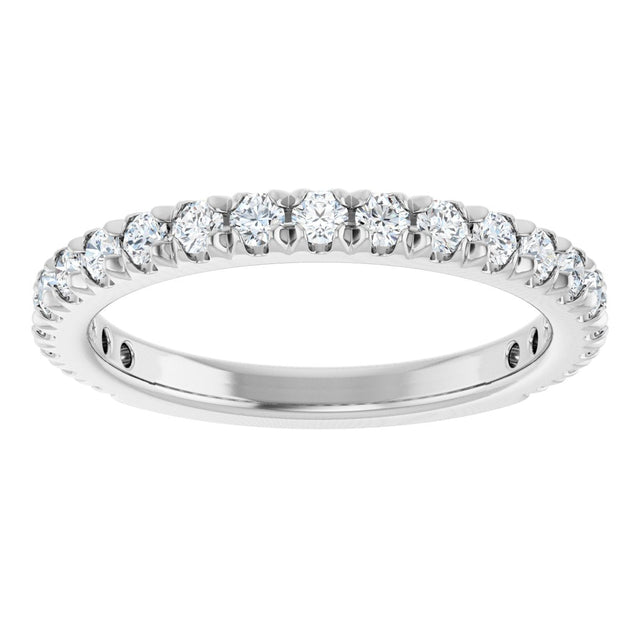 14K Gold Round Lab-Grown Diamond French-Set Anniversary Band – 1/3–1 CTW - White Gold - view 3