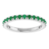 Platinum Round Lab-Grown Emerald French-Set Anniversary Band - view 3