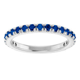 Platinum Round Lab-Grown Blue Sapphire French-Set Anniversary Band - view 3