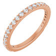 14K Gold Round Natural Diamond French-Set Anniversary Band – 1.7 mm Stones - Rose Gold
