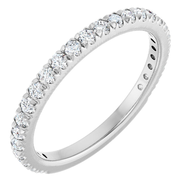 14K Gold Round Lab-Grown Diamond French-Set Anniversary Band – 1/3–1 CTW - White Gold