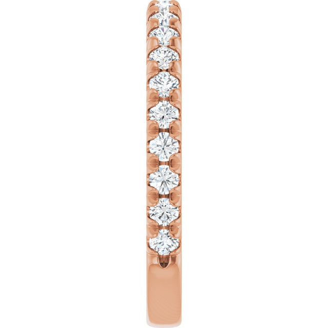 14K Gold Round Lab-Grown Diamond French-Set Anniversary Band – 1/3–1 CTW - Rose Gold - view 4