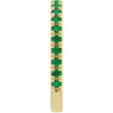 14K Gold Round Lab-Grown Emerald French-Set Anniversary Band - Yellow Gold - view 4