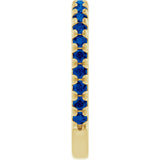 14K Gold Round Natural Blue Sapphire French-Set Anniversary Band - Yellow Gold - view 4