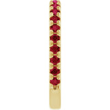 14K Gold Round Natural Ruby French-Set Anniversary Band - Yellow Gold - view 4