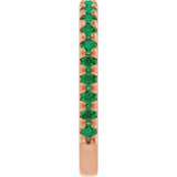 14K Gold Round Natural Emerald French-Set Anniversary Band - Rose Gold - view 4