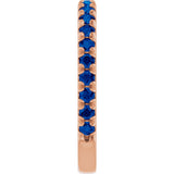 14K Gold Round Natural Blue Sapphire French-Set Anniversary Band - Rose Gold - view 4