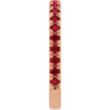 14K Gold Round Natural Ruby French-Set Anniversary Band - Rose Gold - view 4