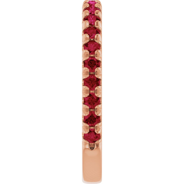 14K Gold Round Natural Ruby French-Set Anniversary Band - Rose Gold - view 4