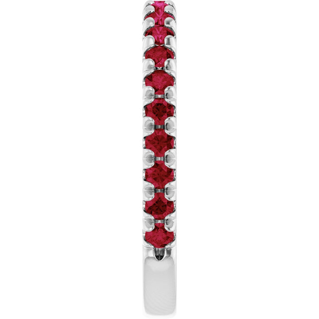 Platinum Round Natural Ruby French-Set Anniversary Band - view 4