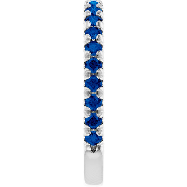 Platinum Round Lab-Grown Blue Sapphire French-Set Anniversary Band - view 4