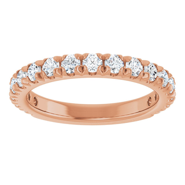 14K Gold Round Lab-Grown Diamond French-Set Anniversary Band – 1/3–1 CTW - Rose Gold - view 3