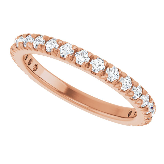 14K Gold Round Lab-Grown Diamond French-Set Anniversary Band – 1/3–1 CTW - Rose Gold - view 5