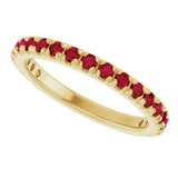 14K Gold Round Natural Ruby French-Set Anniversary Band - Yellow Gold - view 5