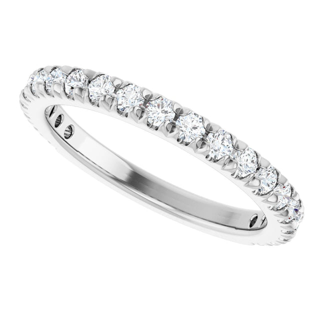 14K Gold Round Lab-Grown Diamond French-Set Anniversary Band – 1/3–1 CTW - White Gold - view 5
