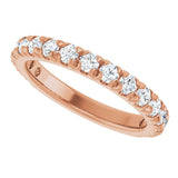 14K Gold Round Lab-Grown Diamond French-Set Anniversary Band – 1/3–1 CTW - Rose Gold - view 5
