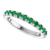Platinum Round Lab-Grown Emerald French-Set Anniversary Band - view 5