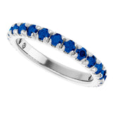 Platinum Round Natural Blue Sapphire French-Set Anniversary Band - view 5