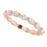 14K Gold Marquise Natural Diamond Eternity Band – 3.5x2 mm Stones - Rose Gold - view 5