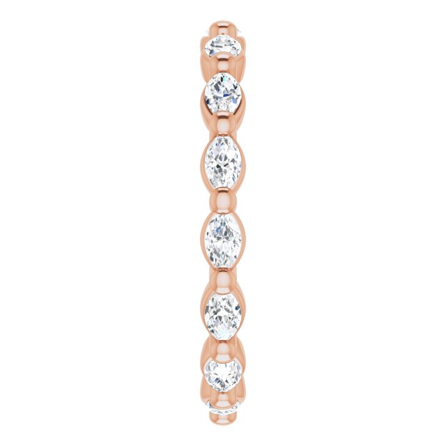 14K Gold Marquise Natural Diamond Eternity Band – 3.5x2 mm Stones - Rose Gold - view 4