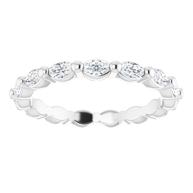 14K Gold Marquise Natural Diamond Eternity Band – 3.5x2 mm Stones - White Gold - view 3