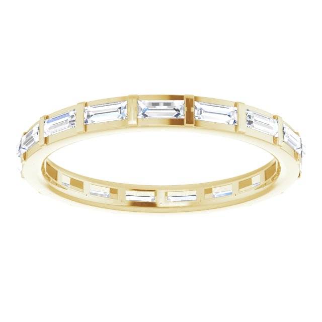 14K Gold Straight Baguette Natural Diamond Channel-Set Baguette Eternity Band – 3x1.25 mm Stones - Yellow Gold - view 3