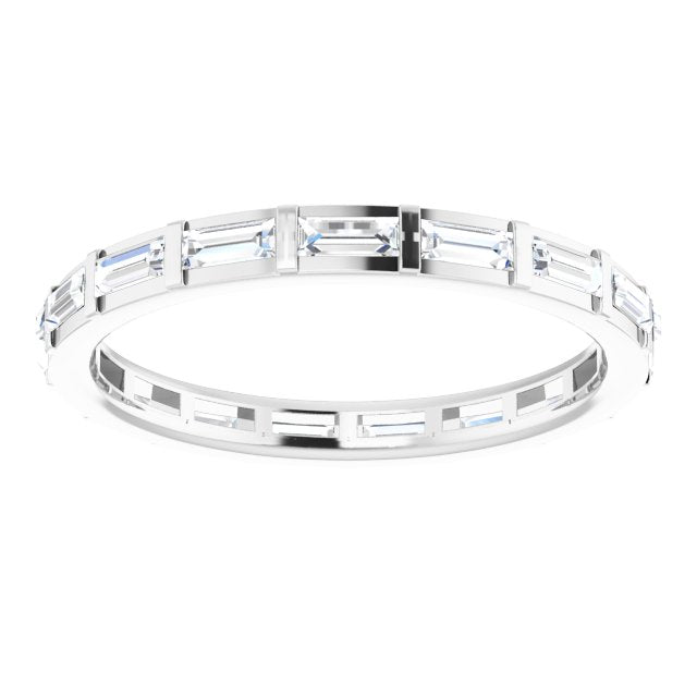 Platinum Straight Baguette Natural Diamond Channel-Set Baguette Eternity Band – 3x1.25 mm Stones - view 3