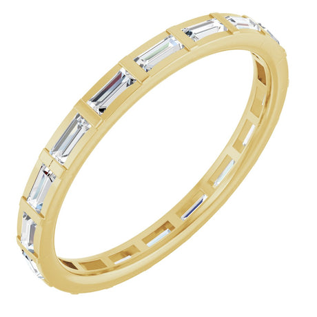 14K Gold Straight Baguette Natural Diamond Channel-Set Baguette Eternity Band – 3x1.25 mm Stones - Yellow Gold