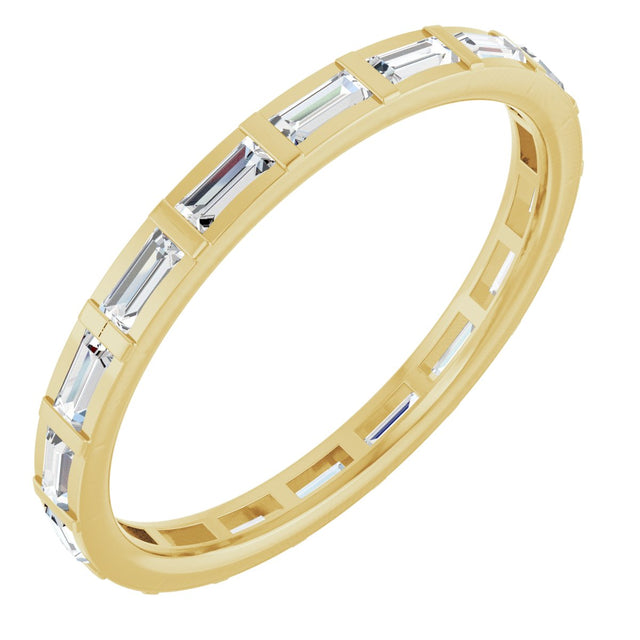 14K Gold Straight Baguette Natural Diamond Channel-Set Baguette Eternity Band – 3x1.25 mm Stones - Yellow Gold