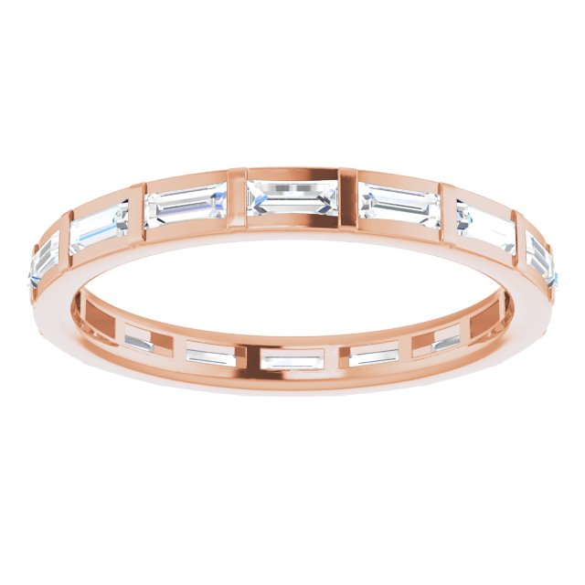 14K Gold Straight Baguette Natural Diamond Channel-Set Baguette Eternity Band – 3x1.25 mm Stones - Rose Gold - view 3