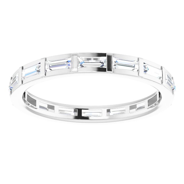 Platinum Straight Baguette Natural Diamond Channel-Set Baguette Eternity Band – 3x1.25 mm Stones - view 3