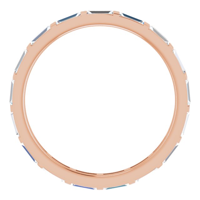 14K Gold Straight Baguette Natural Diamond Channel-Set Baguette Eternity Band – 3x1.25 mm Stones - Rose Gold - view 2