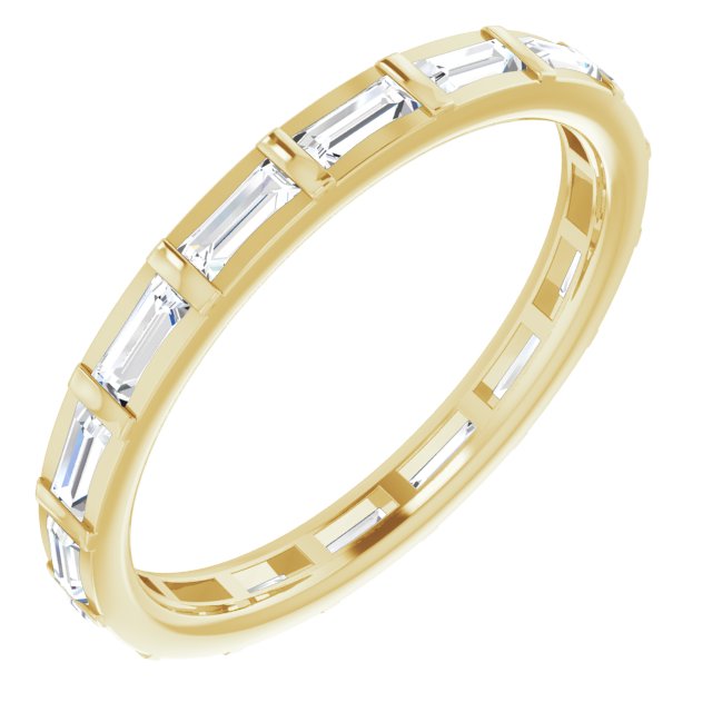 14K Gold Straight Baguette Natural Diamond Channel-Set Baguette Eternity Band – 3x1.25 mm Stones - Yellow Gold