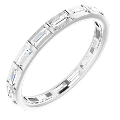 Platinum Straight Baguette Natural Diamond Channel-Set Baguette Eternity Band – 3x1.25 mm Stones