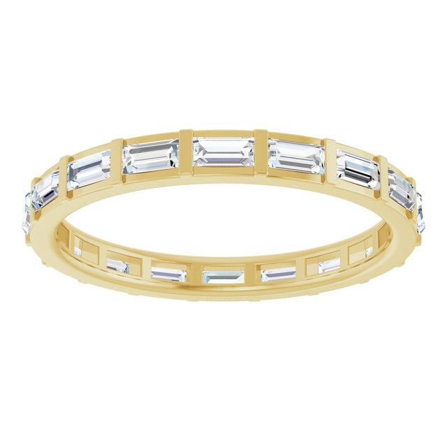 14K Gold Straight Baguette Natural Diamond Channel-Set Baguette Eternity Band – 3x1.5 mm Stones - Yellow Gold - view 3