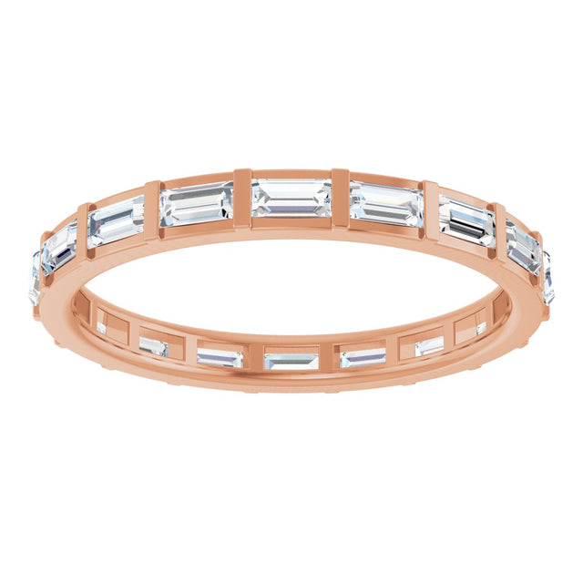14K Gold Straight Baguette Natural Diamond Channel-Set Baguette Eternity Band – 3x1.5 mm Stones - Rose Gold - view 3