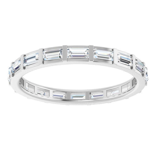 14K Gold Straight Baguette Natural Diamond Channel-Set Baguette Eternity Band – 3x1.5 mm Stones - White Gold - view 3